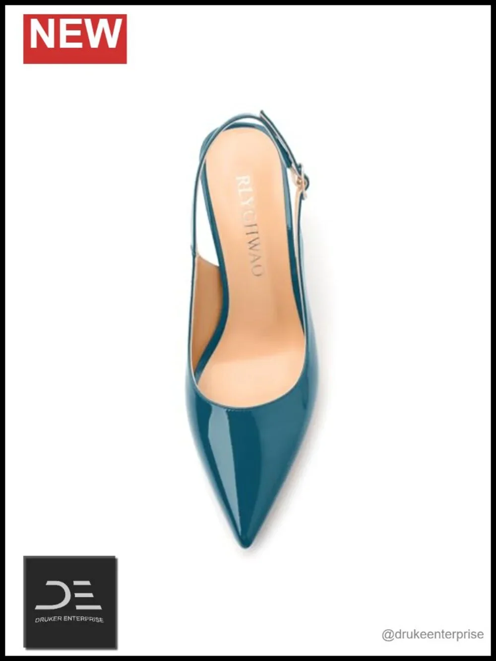 Women's Pointed Toe High Heel Pumps Slingback with Buckle Patent